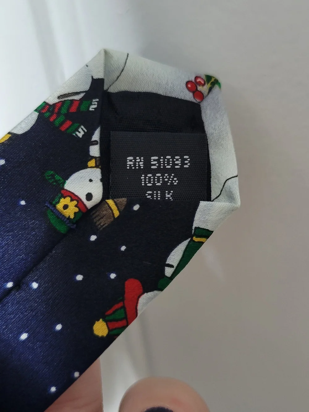 MMG Holidays Snowman Pattern Men's Tie Blue and Green